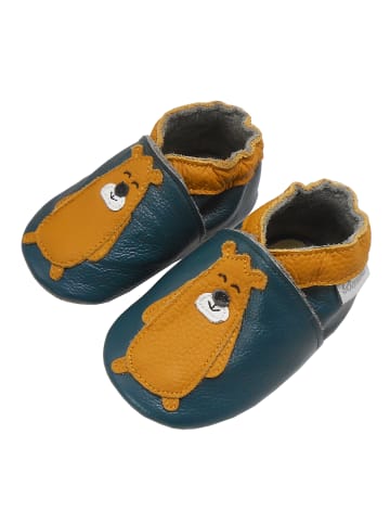 Bemesu Baby Krabbelschuhe aus Leder, weiche Lauflernschuhe mit rutschfester Sohle 