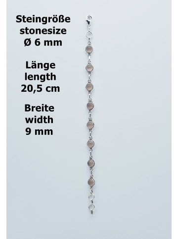 mantraroma 925er Silber - Armbänder (L) 20,5 cm mit Rosenquarz