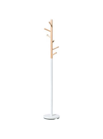 Beliani Kleiderständer AUBUM in Weiß/Braun - (W) 29 x (H) 170 x (L) 29 cm