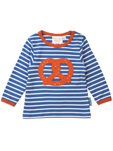 Toby Tiger Langarmshirt mit Brezel Applikation in blau