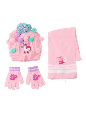 Peppa Pig Peppa Pig Kinder 3 Teilig Mütze & Schal & Handschuhe Set in Rosa