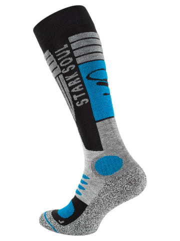 Stark Soul® Ski & Snowboard Socken 2 Paar, mit Spezialpolsterung in Grau-Schwarz-Blau