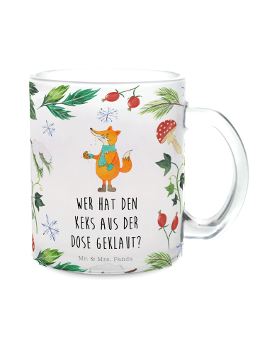 Mr. & Mrs. Panda Teeglas Fuchs Keksdose mit Spruch in Transparent