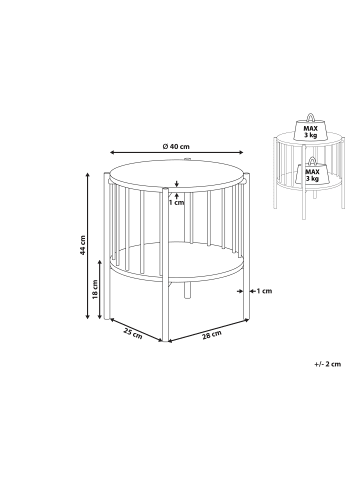 Beliani Beistelltisch OREANA in Schwarz - (W) 40 x (H) 44 x (L) 40 cm