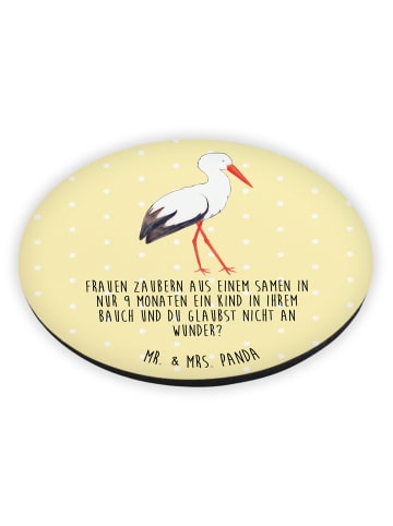 Mr. & Mrs. Panda magnet Storch mit Spruch in Gelb Pastell