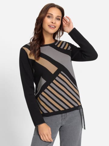 WITT WEIDEN Langarm-Pullover in schwarz-camel-gemustert