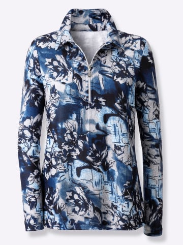 WITT WEIDEN Poloshirt in dunkelblau-grau-bedruckt