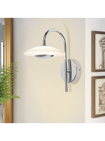ZMH Wandleuchte LED in Chrom 3000K warmweiß rund Glas Modern