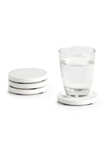 Zeller Set aus Marmoruntersetzern für Gläser in Weiß, Ø 9,5 cm