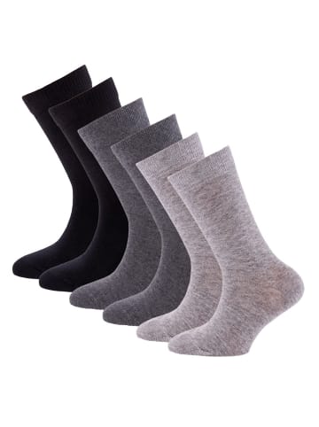 ewers 6er-Set Socken Uni in schwarz-grau