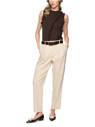 MARC CAIN COLLECTIONS Top mit Rüschen und Rundhalsausschnitt in Seal Brown