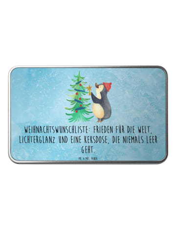 Mr. & Mrs. Panda Aufbewahrungsbox Pinguin Weihnachtsbaum mit Spruch in Eisblau