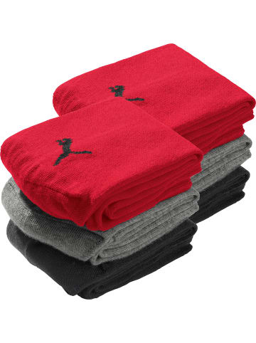 Puma Socks Unisex-Sneaker-Socken 6 Paar in rot/schwarz