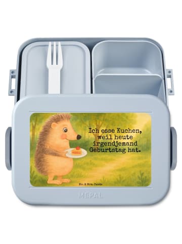 Mr. & Mrs. Panda Lunchbox Igel Kuchenstück Design mit Spruch in Blau Pastell