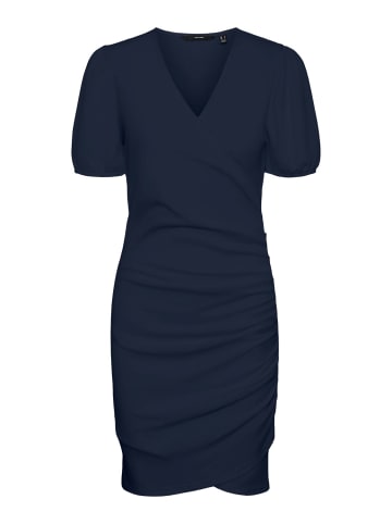 Vero Moda Blusen Midi Kurzarm Tunika Kleid Gerippt VMELISA in Dunkelblau