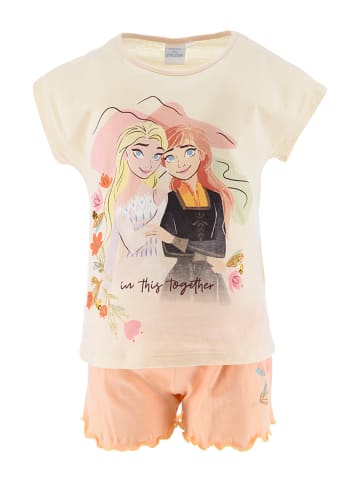 Disney Frozen 2tlg. Outfit: Sommer-Set Elsa Shirt und Short in Beige