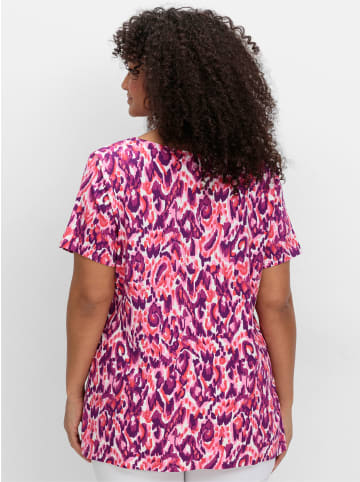 sheego by Joe Browns V-Shirt in pink-gemustert