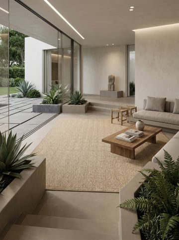 KADIMA DESIGN Teppich Outdoor Flachgewebe Vintage Polypropylen Balkon in Beige