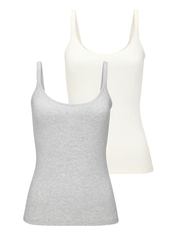 LASCANA Unterhemd in graumeliert/creme