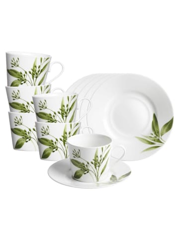 Ritzenhoff & Breker 6er Set Kaffeetassen mit Untertassen Evora 200 ml in weiß-grün