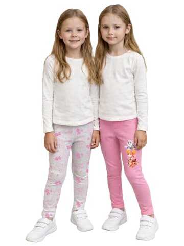 Paw Patrol 2er Pack Paw Patrol Leggings Leggins Hose Mädchenhose Sporthose in grau/rosa