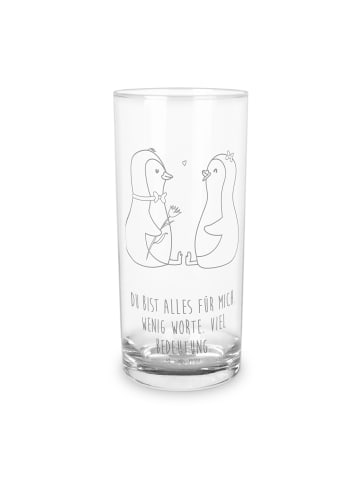 Mr. & Mrs. Panda Blümchentailglas Pinguin Pärchen mit Spruch in Transparent
