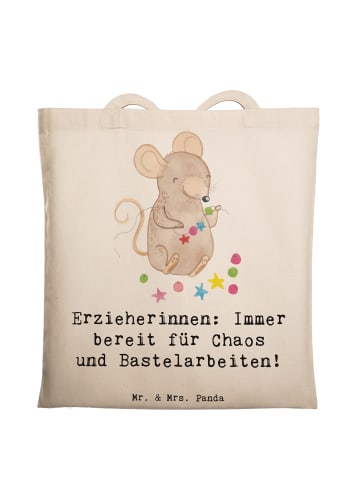 Mr. & Mrs. Panda Tote Bag Erzieherin Chaos mit Spruch in Creme