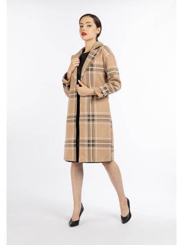 faina Damen Mantel in Beige Karriert