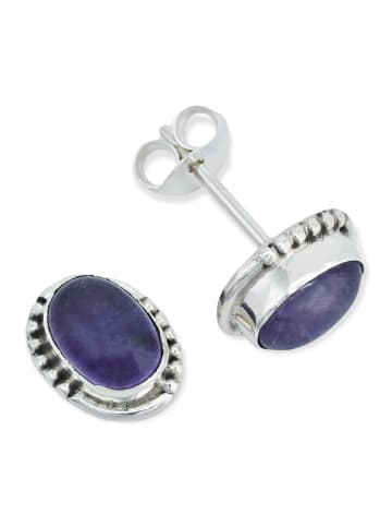 mantraroma 925er Silber - Ohrstecker (L) 9 x (B) 7 mm mit Amethyst