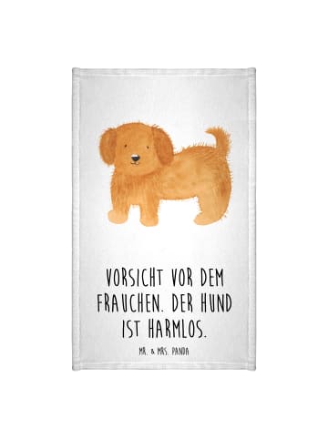 Mr. & Mrs. Panda Gästehandtuch Hund Flauschig mit Spruch in Weiß