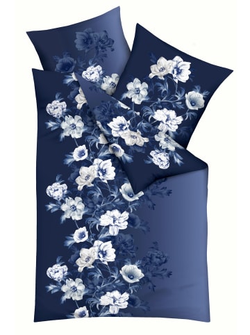 kaeppel 2 tlg. Biber Bettwäsche 135x200 cm Blumen in Marine