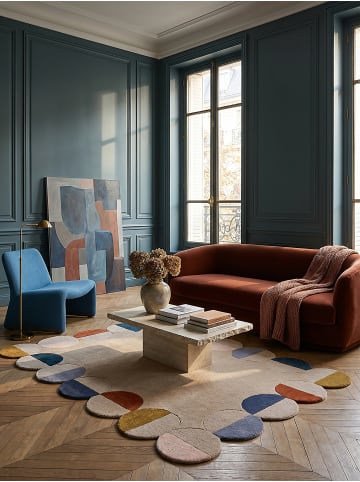 KADIMA DESIGN Wollteppich Kurzflor HALLEIN Geometrisch Abstrakt Naturfaser in Beige-Multicolor