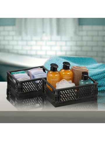 relaxdays 4 x Klappbox in Schwarz - (B)25 x (H)10 x (T)16,5 cm