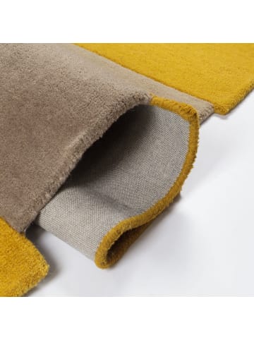 KADIMA DESIGN Wollteppich handgetuftet, geometrisch, rutschfest, Teppich Wolle in Senfgelb