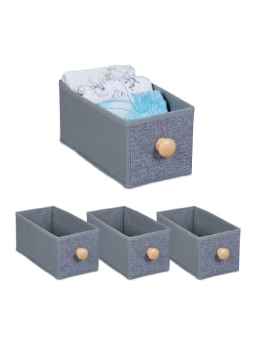 relaxdays 4 x Aufbewahrungsbox in Grau - (B)14 x (H)12,5 x (T)27,5 cm