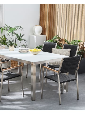 Beliani 4er-Set Gartenstuhl GROSSETO in Schwarz/Silber