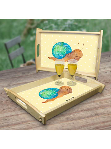 Mr. & Mrs. Panda Holztablett Schnecke Sir ohne Spruch in Gelb Pastell