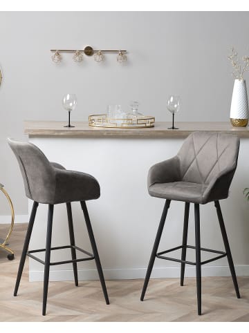 Beliani 2er-Set Barhocker DARIEN in Grau/Schwarz