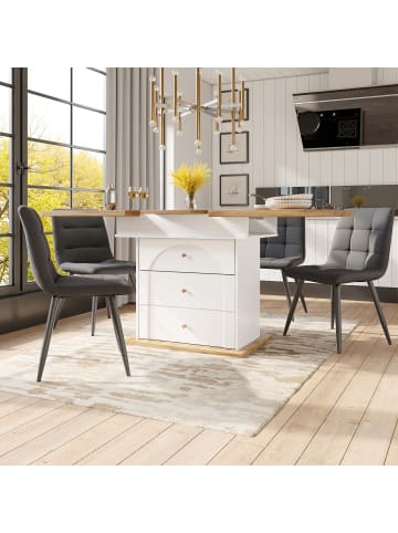 ABRIHOME Esstisch Ausziehtisch Küchentisch für 4-6 Personen, Weiß