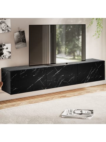 KADIMA DESIGN Lowboard Hängend Marmor-Optik 160x30x30 cm TV-Schrank, Design in Schwarz