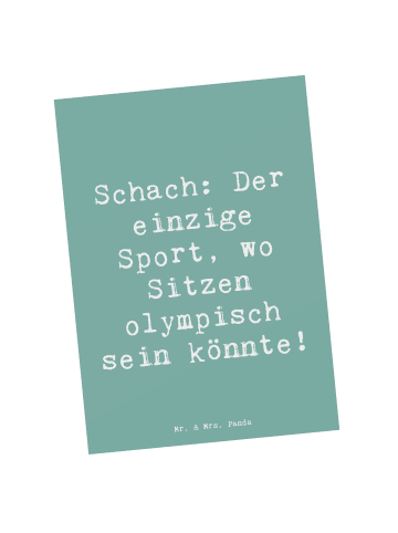 Mr. & Mrs. Panda Postkarte Spruch Schach: Der einzige Sport, wo ... in Meeresbrise