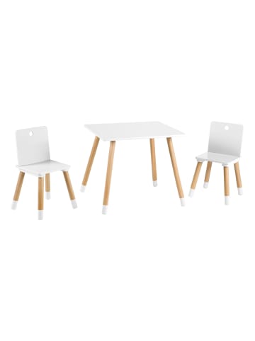 roba Kindertisch Set aus Holz, 2 Kinderstühle & Tisch, Weiß/Natur
