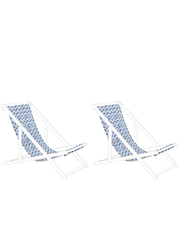 Beliani 2er-Set Stoffbezug ANZIO/AVELLINO in Blau/Weiß