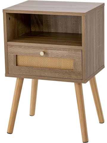 COSTWAY Nachttisch Rattan 40 x 30 x 60,5 cm in Braun