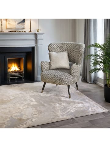 KADIMA DESIGN Teppich Hochglanz, Abstrakt Marmor, Gold-Grau-Beige, Designerteppich