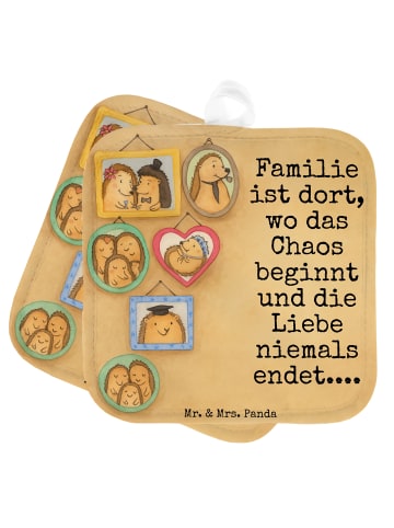 Mr. & Mrs. Panda Topflappen Igel Familie Design mit Spruch in Weiß