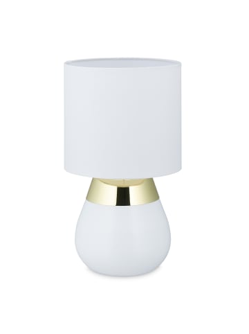 relaxdays Tischlampe in Weiß/ Gold - (H)33 x Ø18 cm