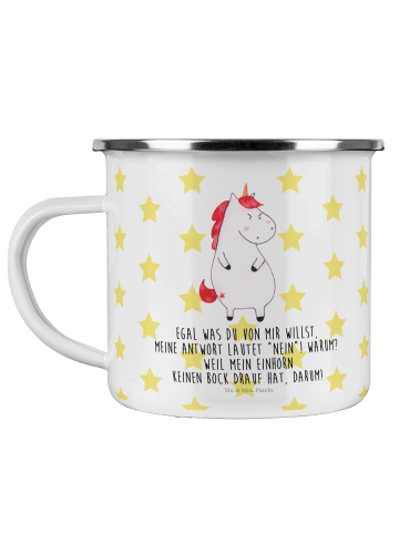Mr. & Mrs. Panda Emaille Tasse Einhorn Wut mit Spruch in Weiß