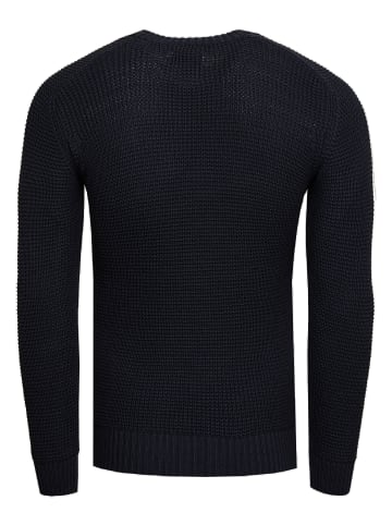 Rusty Neal Grobstrick Slim Fit Rundhals-Pullover in Marine