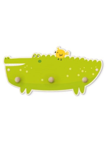 WALLART Kindergarderobe Holz - Das große Krokodil in Grün